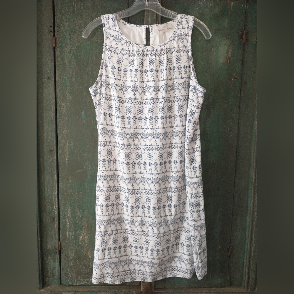 LOFT Outlet Sheath Dress Size Medium white & navy